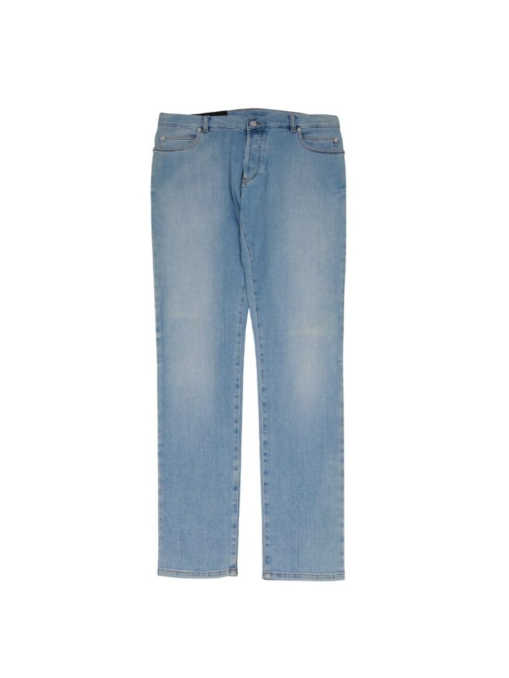 Balmain Mens Slim Leg Jeans Size 33x33 Light Wash Blue Indigo Stretch Denim